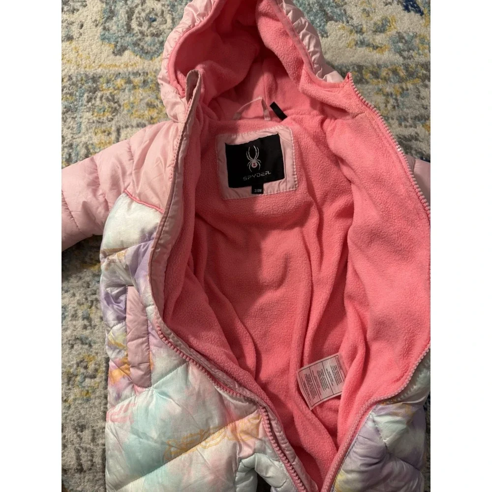 Spyder Baby Bunting Sz 3-6 Mos Snowsuit Pink Tie Dye Warm Water Resistant Skiing